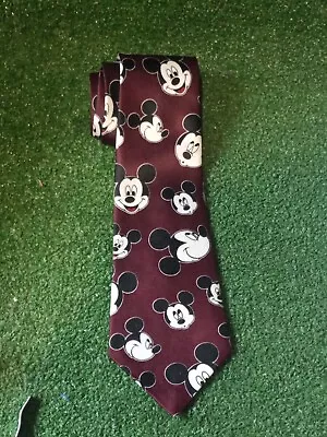 Disney Tie Cervantes Mens Mickey Mouse New Standard  Necktie Maroon • $10.49