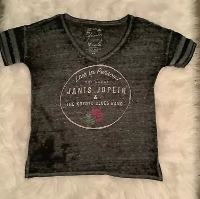 Lucky Brand Janis Joplin &The Kozmic Blues Band Gray T Shirt Size Medium EUC • $12