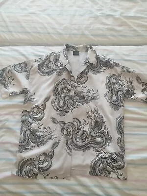 Ed Hardy Mens Small Shortsleeve Repeat Dragon Camp Shirt Brand New Without Tags* • £50