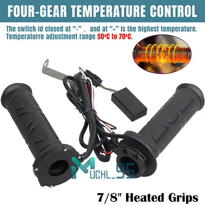 ATV Motorcycle Electric Heated Handlebar Grips Hand Heater Warm Adjustable Temp • $21.65