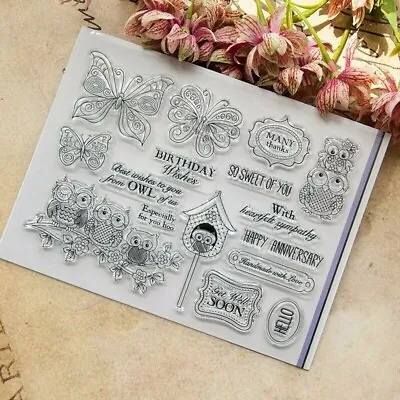 £4 • Buy Cute Owl Butterfly Silicone Clear Rubber Stamp Scrapbook Decorative Card Making