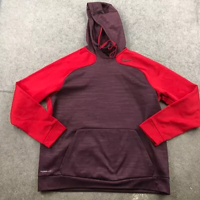 Nike Hoodie Men XL Maroon Embroidered Swoosh Hooded Sweatshirt Casual Dri Fit • $28.98