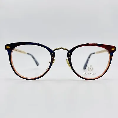 Faconnable Eyeglasses Ladies Oval Red Blue Gold Mod. Gretel 7 VII Vintage 80er • £66.42