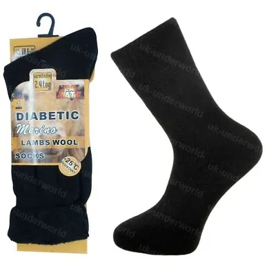 Mens Diabetic Socks 1 Pair Thermal 2.4 Tog Merino Lambs Wool Work Walking Hiking • £4.45