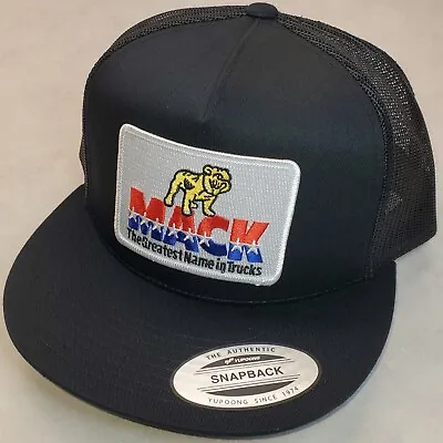 MACK TRUCK Patch On Yupoong Trucker Hat/Classic 6006 Snapback Black/Black • $21.72