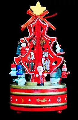 Vintage Rotating Wood Musical Christmas Tree In Box • $10.99