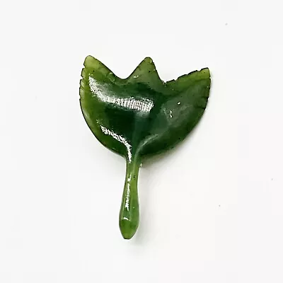 Vintage Carved Green Jade Tulip  Brooch # 18 • $12