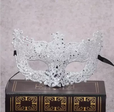 Glitter Venetian Masquerade Mask Mardi Gras Party Costume Ball Silver • $5