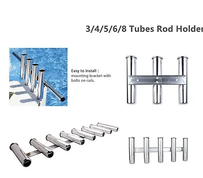 3/4/5/6/8 Tubes Boat Fishing Rod Holder Stainless Steel Side Mount For Truck RV • $59.90