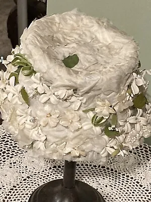 Vintage Ladies Hat / Silk Petals Flowers Pearl Seeds Velvet Bows / Wow • $33.33