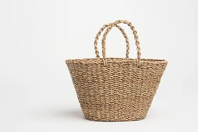 $29.90 • Buy Geneva Handmade Natural Seagrass Shopping Or Picnic Basket With Handles
