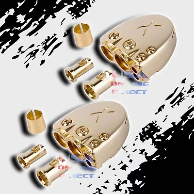 2 Pcs POSITIVE NEGATIVE GOLD PLATED CAR MARINE STEREO BATTERY TERMINAL CLAMP 12v • $23.99
