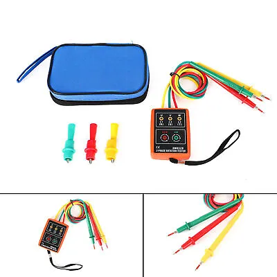 3 Phase Sequence Rotation Tester Indicator Detector Meter LED Buzzer Tool Kit • $20.85