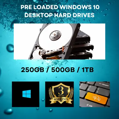 £20.99 • Buy Desktop Hard Drive Seagate 250GB/500GB/1TB/2TB Windows 10 Installed  + Warranty