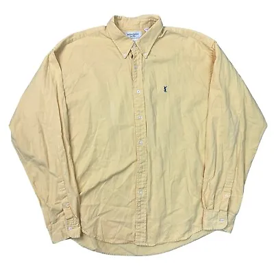 Yves Saint Laurent Shirt Ysl Striped Long Sleeve Button Down Yellow Mens XL • £19.99