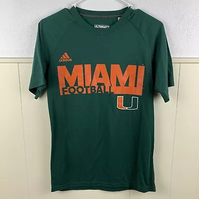 Miami Hurricanes Shirt Small Green T Shirt Adidas Small Short Sleeve Tee Shirt • $5.50