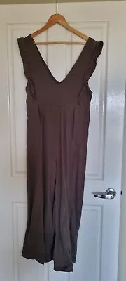 $40 • Buy Tree Of Life Cotton Sleeveless Olive V Neck Jumpsuit Elastic Waist Size M 