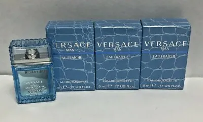Versace MAN Eau De Fraiche EDT Splash Mini 0.17 Oz  5 ML New In Box Lot Of 3  • $26.99