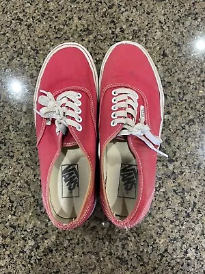 Vans Authentic Women’s Size 8 Red White Athletic Casual Shoes Sneakers Used • $9.97
