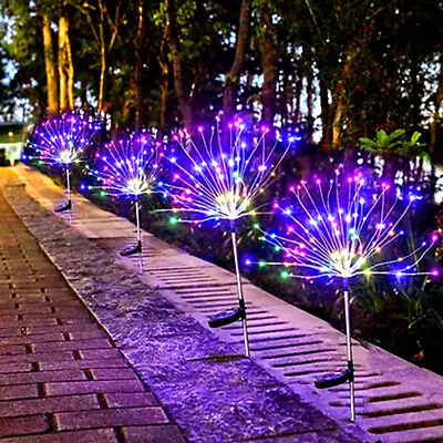 $13.99 • Buy Garden Decor Solar Firework Lights Outdoor Waterproof Path Lawn Lamp 150 LED