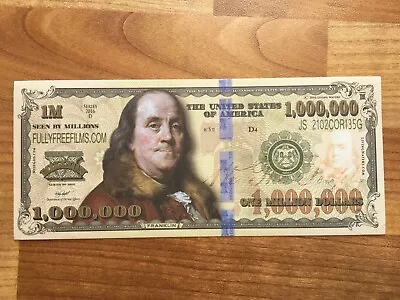 X5 $1 Million Dollars American Note USA President FRANKLIN 1000000 Fantasy Bill  • £3.95