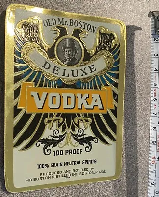 Old Mr. Boston Deluxe Vodka 100 Proof  Label NOS No Gum Classy Gold Nice NOS • $4.99