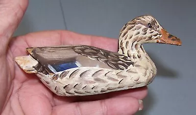 Vintage Hand Carved And Painted Female Mallard Miniature Decoy By Beverly Lynch • $25