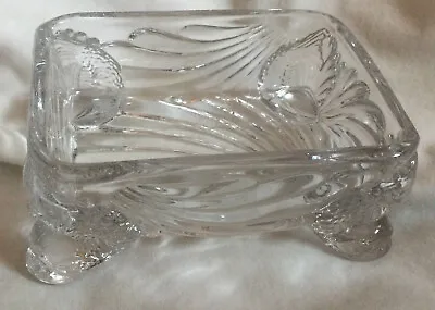 Rectangular Clear Glass Fish Footed Open Master Salt Cellar - 3 1/2  X 2 1/2  • $19.99