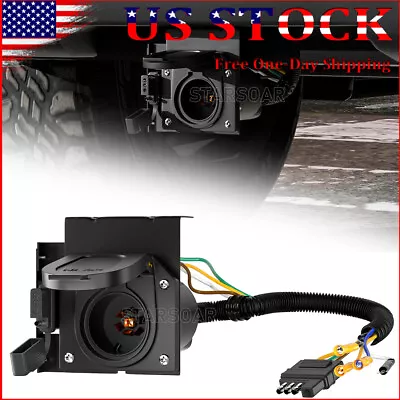 4Pin To 7Pin Trailer Light Adapter Connector Plug W/Mount Bracket For Truck RV • $24.96