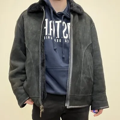 Vintage Yves Saint Laurent Shearling Leather Jacket Men's Medium • £499.99