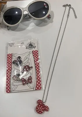 Disney Minnie Mouse Shoelace Charms Sunglasses And Necklace DL-27 • $5
