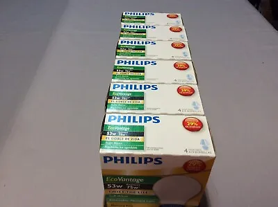 Lot Of 24 Philips EcoVantage 53W Replaces 75W Soft White Dimmable A19 Bulbs • $28.99