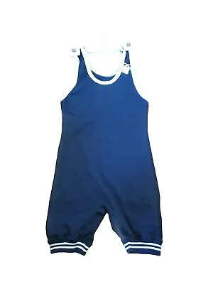 Matman Wrestling Company Singlet Blue/White Once Piece Shorts - Size Youth L • $18.99