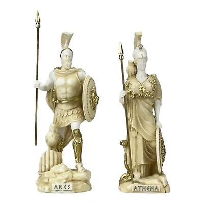 Set God Ares & Goddess Athena Greek Roman Statue Sculpture Figurines Cast Marble • $74.90