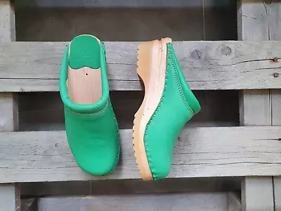 Swedish Clogs Troentorp Rembrandt Light Green Veg Tanne Size US Womens 6 / EU 36 • $84.99