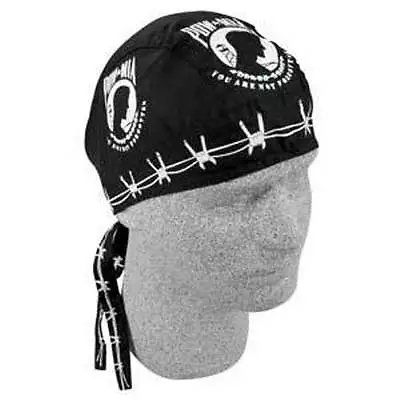 Black With Barbed Wire And Classic POW MIA Large Logo Doo Rag Headwrap Skull Cap • $7.49