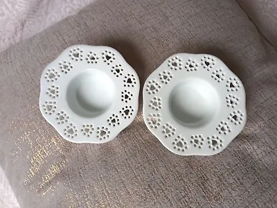 Yankee Candle White Heart Small Tea Light Holders PAIR Home Decor NEW • £5.95