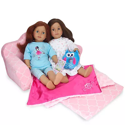 Sophia's By Teamson Kids 2-in-1 Plush Pull-Out Sofa Bed For Two 18'' Dolls Pink • $36.95