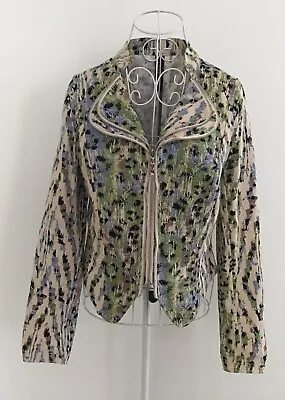 $19.50 • Buy SAO PAULO Multicoloured Abstract Print Double Zip Detail Jacket-size AUS 8   