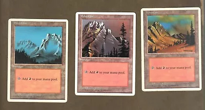 Magic The Gathering MTG 4th Ed. Basic Land MOUNTAIN Set 3 Artworks LP See Scans • $3.49