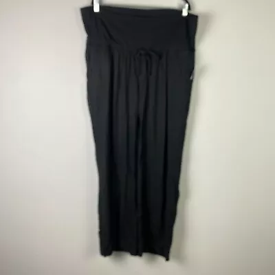 Old Navy Maternity Rollover-Waist Linen-Blend Wide Leg Pants Size XL Black • $19.95