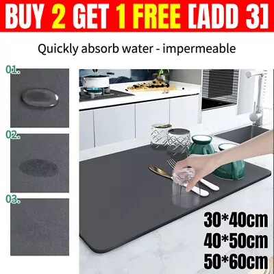 Super Absorbent Kitchen Absorbent Draining Mat Drying Mat Quick Dry Drain Pad UK • £8.99