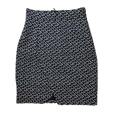 H&M Navy Blue Geo Triangle High Waist Lined Mini Pencil Skirt Women Size 4 • $14