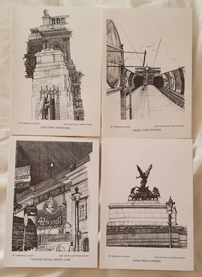 Set Of 16 Black And White Prints Line Drawings Of London Landmarks • £3