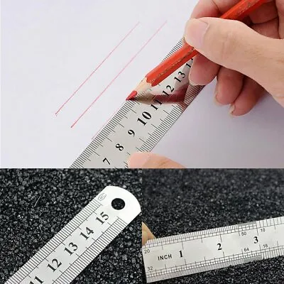 6 Inch / 15 Cm Stainless Steel Metal Straight Ruler Precision Scale Double Sided • $2.99