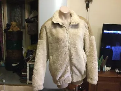 $48 • Buy BERSHKA Winter Fluffy Oversized Teddy Jacket Faux Fur Front Zipper EUR M