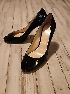 Enzo Angiolini Shoes Women Size 10 Black Patent High Heels Peep Toe Pumps Morgan • $23.99