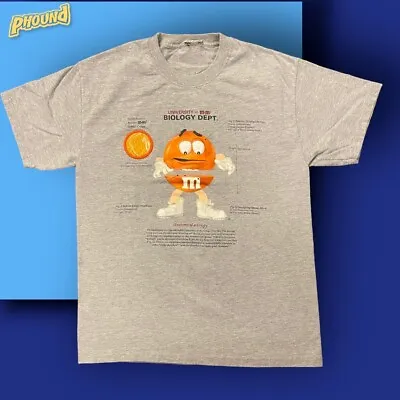 Vintage University M&Ms Crispy T-Shirt M Promo Merch Holographic Orange Biology • $19.99