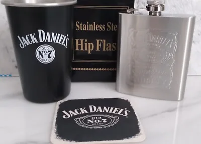 $29.99 • Buy Jack Daniels Whiskey Flask/ Metal Cup/ Coaster (new)