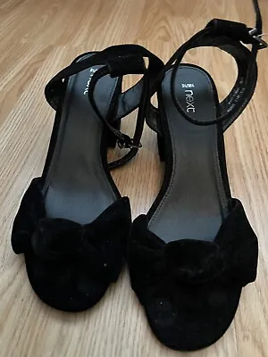 Worn Once Black Velvet NEXT Ladies 5.5 Ankle Strap Shoes Wedding/Party Excellent • £3.99